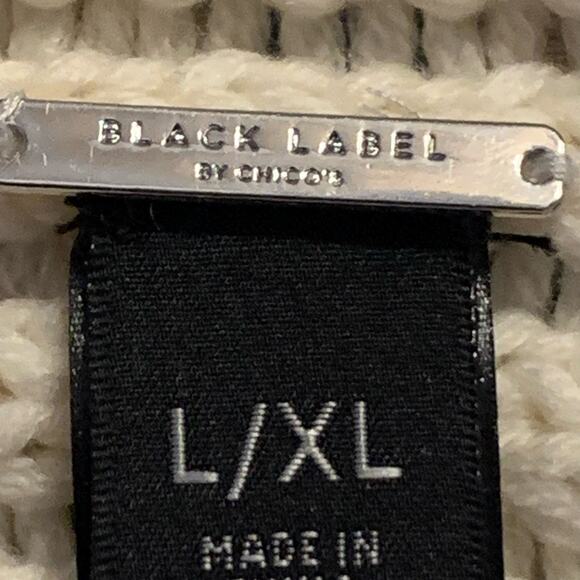 Black Label by Chico’s Womens Ivory Open Weave Boxy Knit Top Dolman Sleeve L/XL - Picture 3 of 12